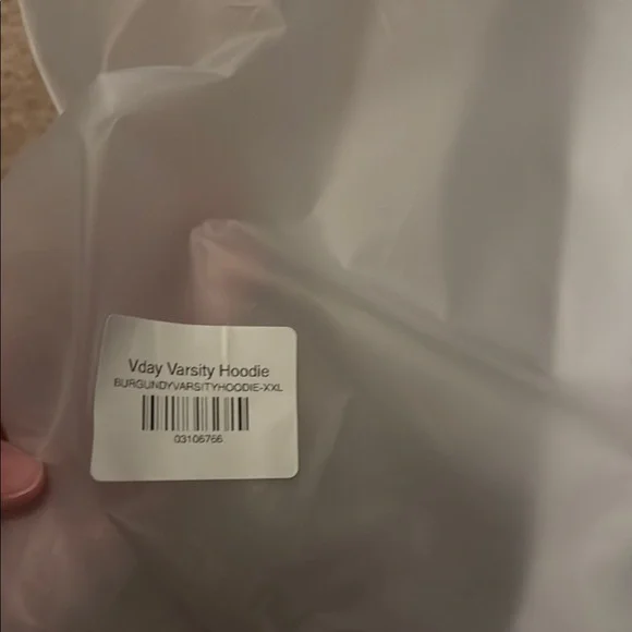 NWT Parke Varsity Hoodie Sweatshirt Burgandy and White Valentine’s Day drop - Picture 5 of 6